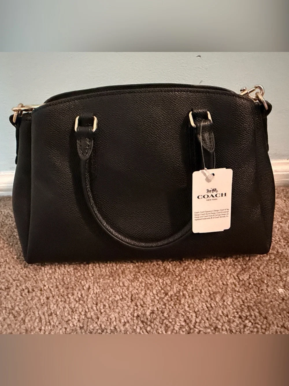 Coach Black Pebbled Leather Dome Satchel with Gold Hardware
